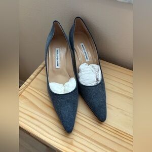 Manolo Blahnik Denim Blue Heels